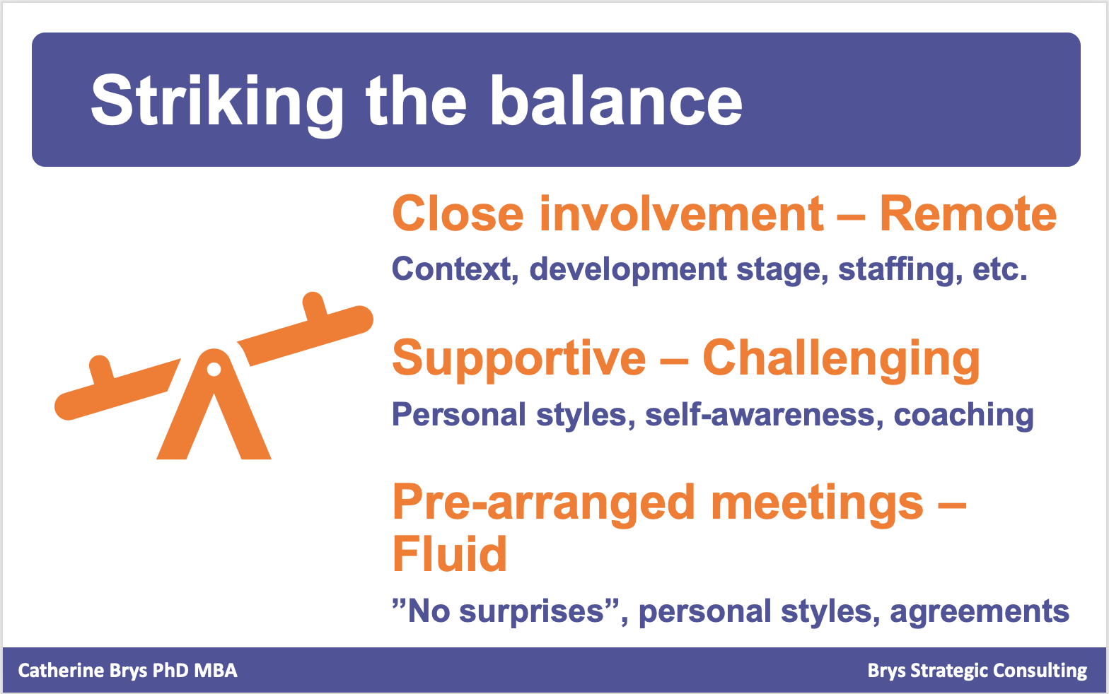 Sample slide: Striking the balance
